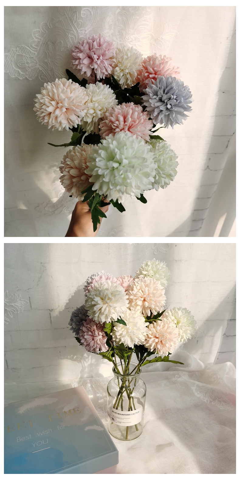 Artificial flower manufacturer 2 heads Bolocephalus saussureoides pick artificial silk flower