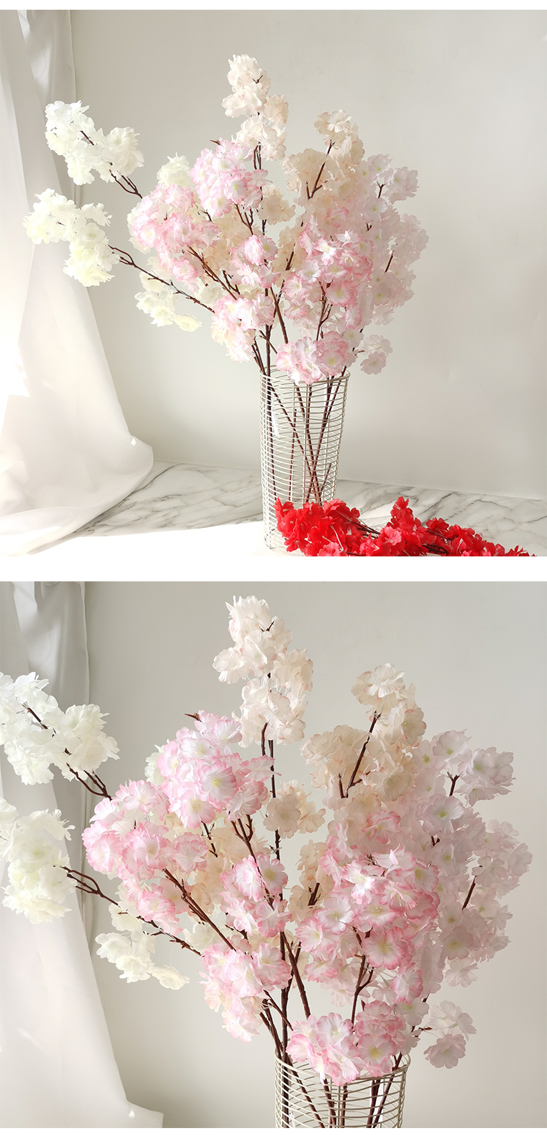 Home wedding decoration flower artificial silk sakura flower manufacturer simulation cherry blossom branches